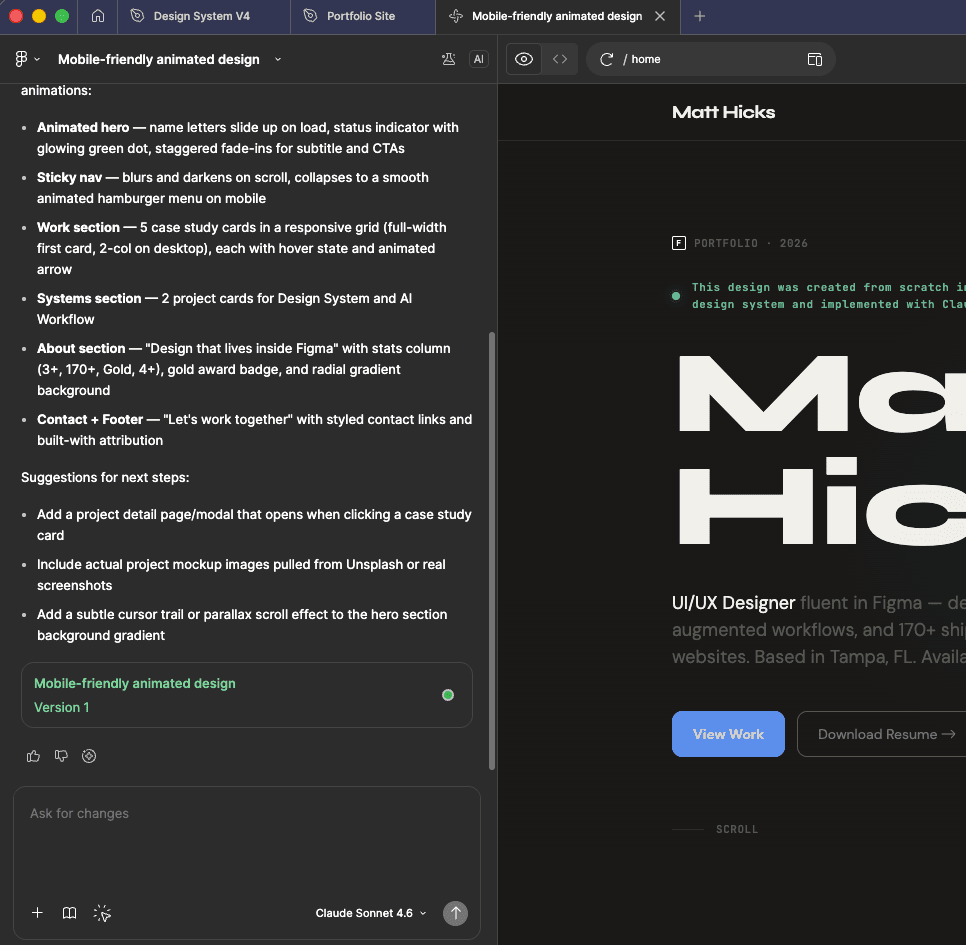 Claude Code generating design documentation — automated specs and presentation content