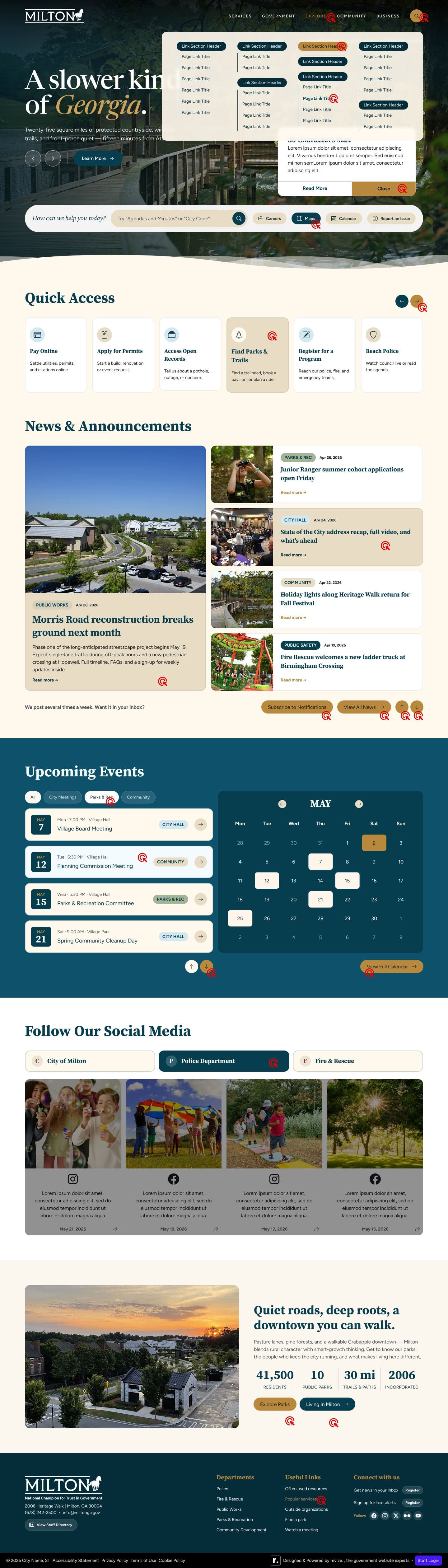 Interactions and menus design