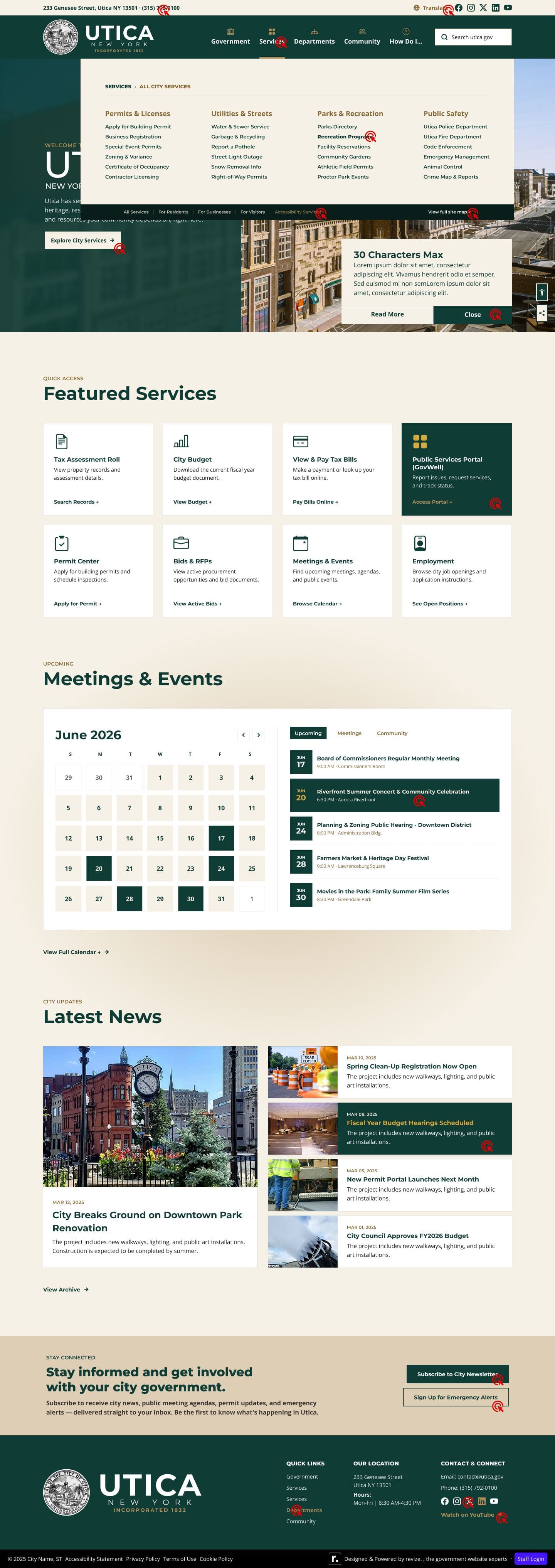 Interactions and menus design