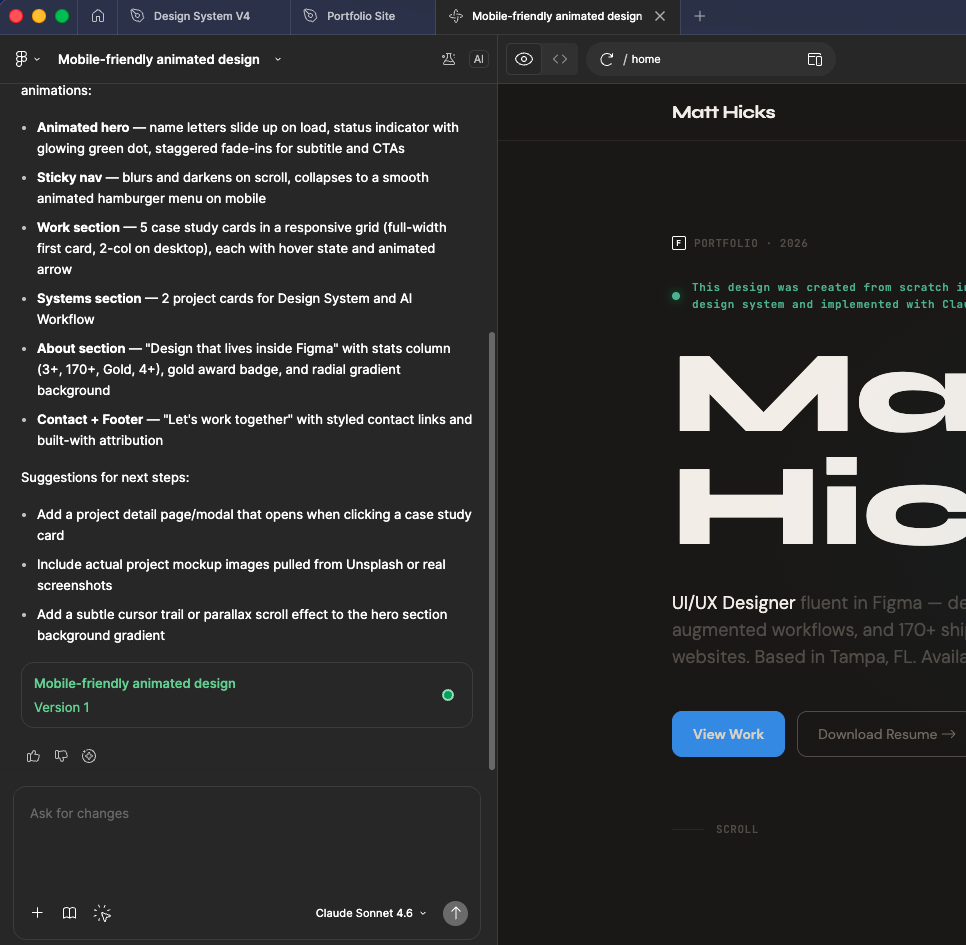 Claude Code generating design documentation — automated specs and presentation content